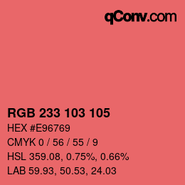 Color code: RGB 233 103 105 | qconv.com