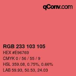 カラーコード: RGB 233 103 105 | qconv.com