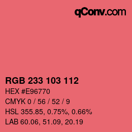 Color code: RGB 233 103 112 | qconv.com