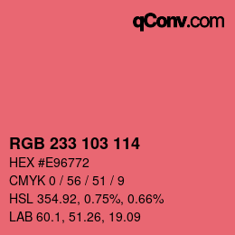 Farbcode: RGB 233 103 114 | qconv.com
