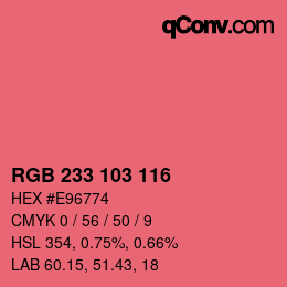 Color code: RGB 233 103 116 | qconv.com