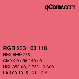 Color code: RGB 233 103 118 | qconv.com