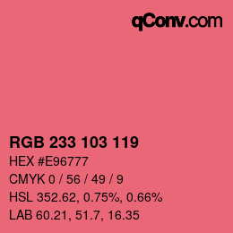 Color code: RGB 233 103 119 | qconv.com