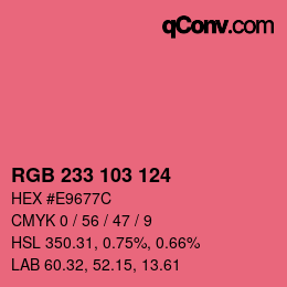 Color code: RGB 233 103 124 | qconv.com