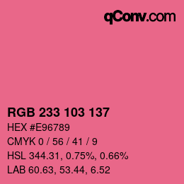 Color code: RGB 233 103 137 | qconv.com