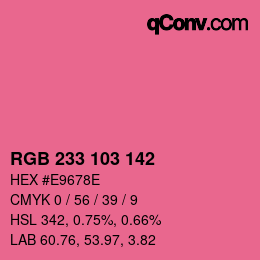 Farbcode: RGB 233 103 142 | qconv.com