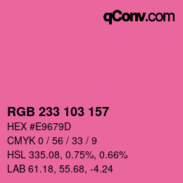 Color code: RGB 233 103 157 | qconv.com