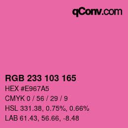 カラーコード: RGB 233 103 165 | qconv.com