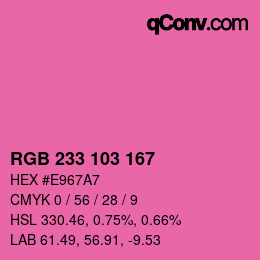 Color code: RGB 233 103 167 | qconv.com