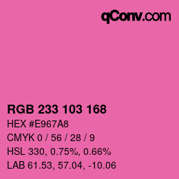 カラーコード: RGB 233 103 168 | qconv.com