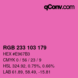 Color code: RGB 233 103 179 | qconv.com
