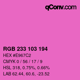 カラーコード: RGB 233 103 194 | qconv.com