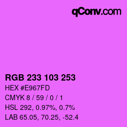 カラーコード: RGB 233 103 253 | qconv.com