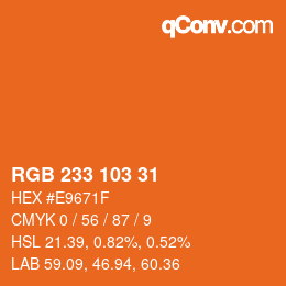 Color code: RGB 233 103 31 | qconv.com