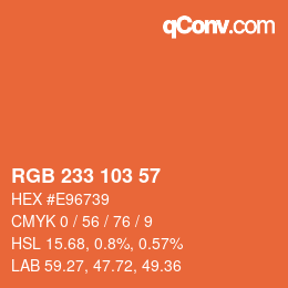Color code: RGB 233 103 57 | qconv.com