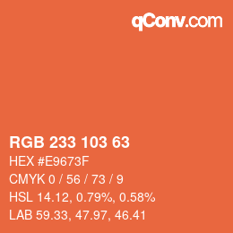 Color code: RGB 233 103 63 | qconv.com