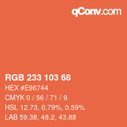 カラーコード: RGB 233 103 68 | qconv.com