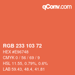 カラーコード: RGB 233 103 72 | qconv.com