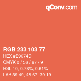 Color code: RGB 233 103 77 | qconv.com