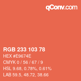 カラーコード: RGB 233 103 78 | qconv.com