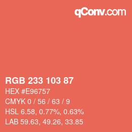 Color code: RGB 233 103 87 | qconv.com