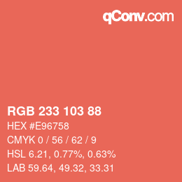 Color code: RGB 233 103 88 | qconv.com