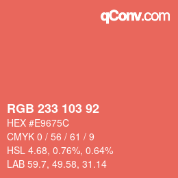 カラーコード: RGB 233 103 92 | qconv.com