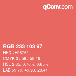Color code: RGB 233 103 97 | qconv.com