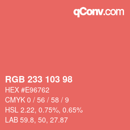 Farbcode: RGB 233 103 98 | qconv.com