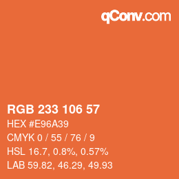 Color code: RGB 233 106 57 | qconv.com