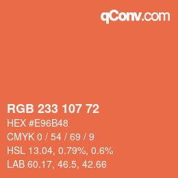 Color code: RGB 233 107 72 | qconv.com