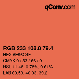 カラーコード: RGB 233 108.8 79.4 | qconv.com