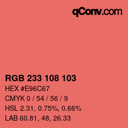 Color code: RGB 233 108 103 | qconv.com