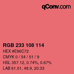 Color code: RGB 233 108 114 | qconv.com