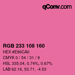 Color code: RGB 233 108 160 | qconv.com