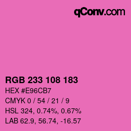 Farbcode: RGB 233 108 183 | qconv.com