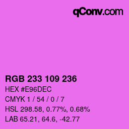 Color code: RGB 233 109 236 | qconv.com