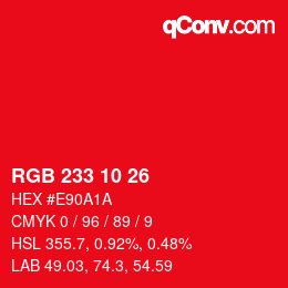 Color code: RGB 233 10 26 | qconv.com
