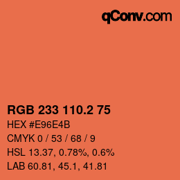 カラーコード: RGB 233 110.2 75 | qconv.com