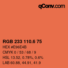カラーコード: RGB 233 110.6 75 | qconv.com
