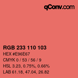 Color code: RGB 233 110 103 | qconv.com