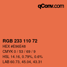 Color code: RGB 233 110 72 | qconv.com