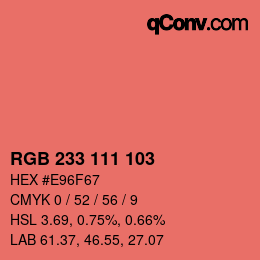 Farbcode: RGB 233 111 103 | qconv.com