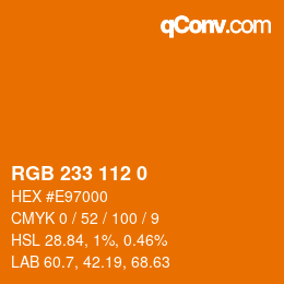 Color code: RGB 233 112 0 | qconv.com