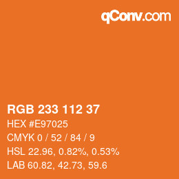 Color code: RGB 233 112 37 | qconv.com