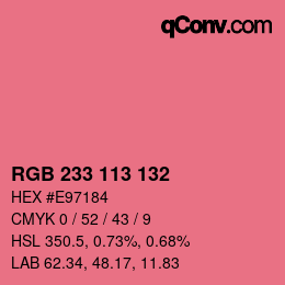 Color code: RGB 233 113 132 | qconv.com
