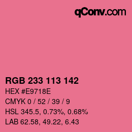 Color code: RGB 233 113 142 | qconv.com