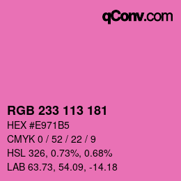 Color code: RGB 233 113 181 | qconv.com