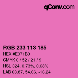 Color code: RGB 233 113 185 | qconv.com
