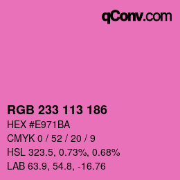 Color code: RGB 233 113 186 | qconv.com